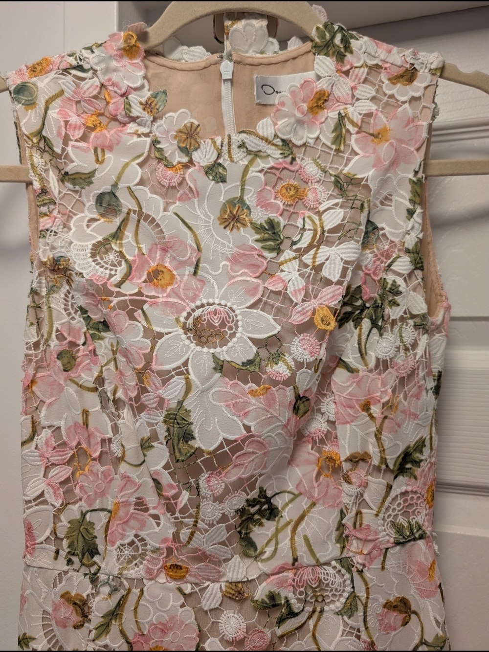 Oscar de la Renta Pink Floral Sleeveless Midi Dress - Picture 3 of 6